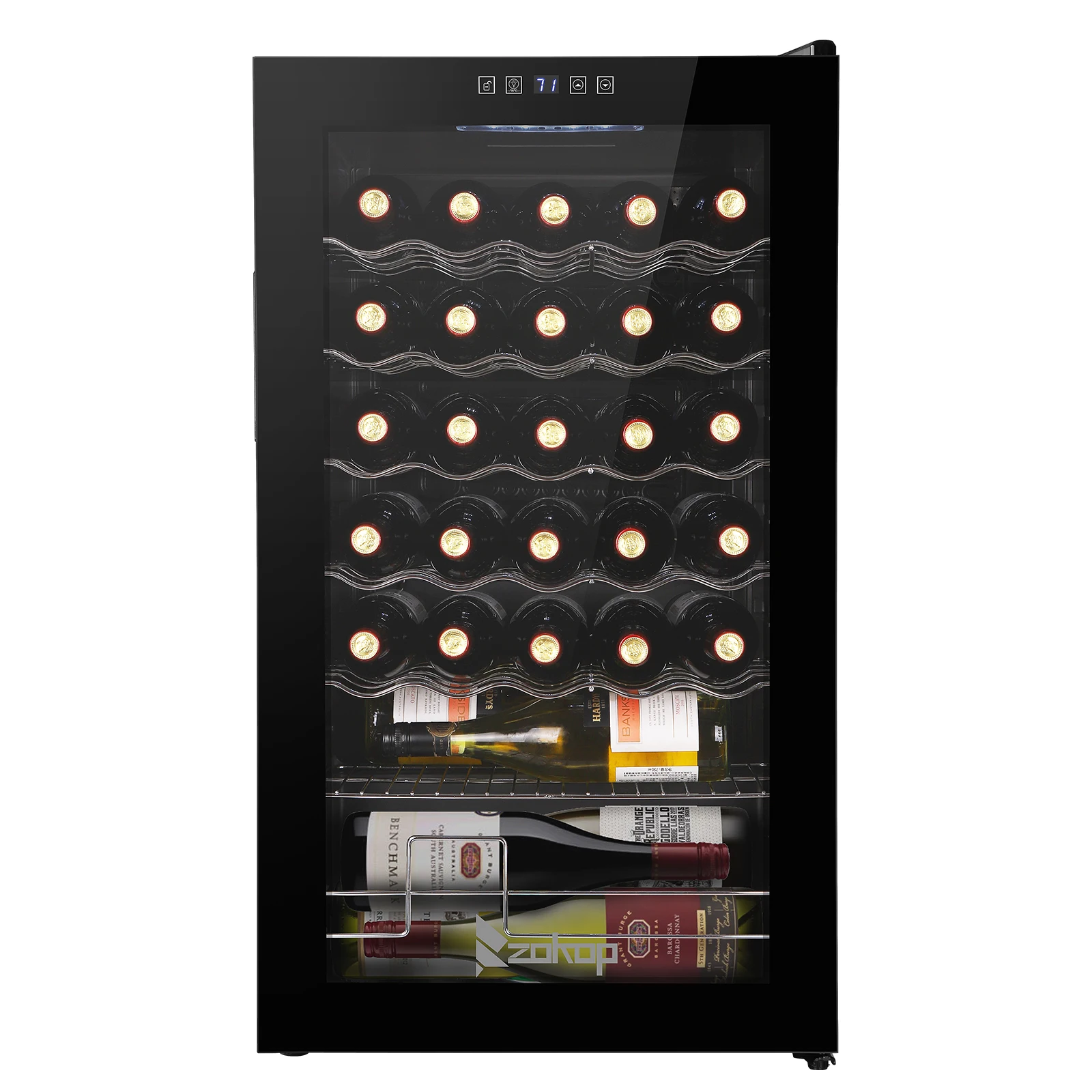 

JC-85 115V 85W 3.0cu.ft/85l Electronic Wine Cabinet Cold Rolled Sheet Transparent Glass Door / 16Bottle with Display Black