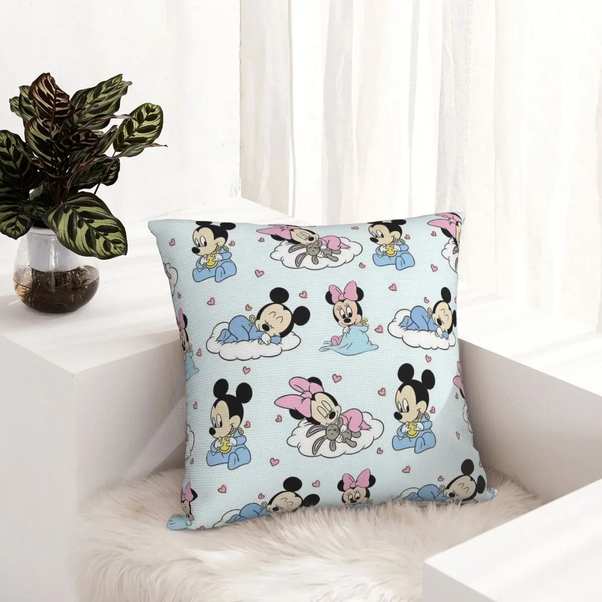 Funda de cojín de poliéster con estampado de dibujos animados de Mickey Mouse, cubierta de almohada decorativa para el hogar, 45x45cm, envío directo