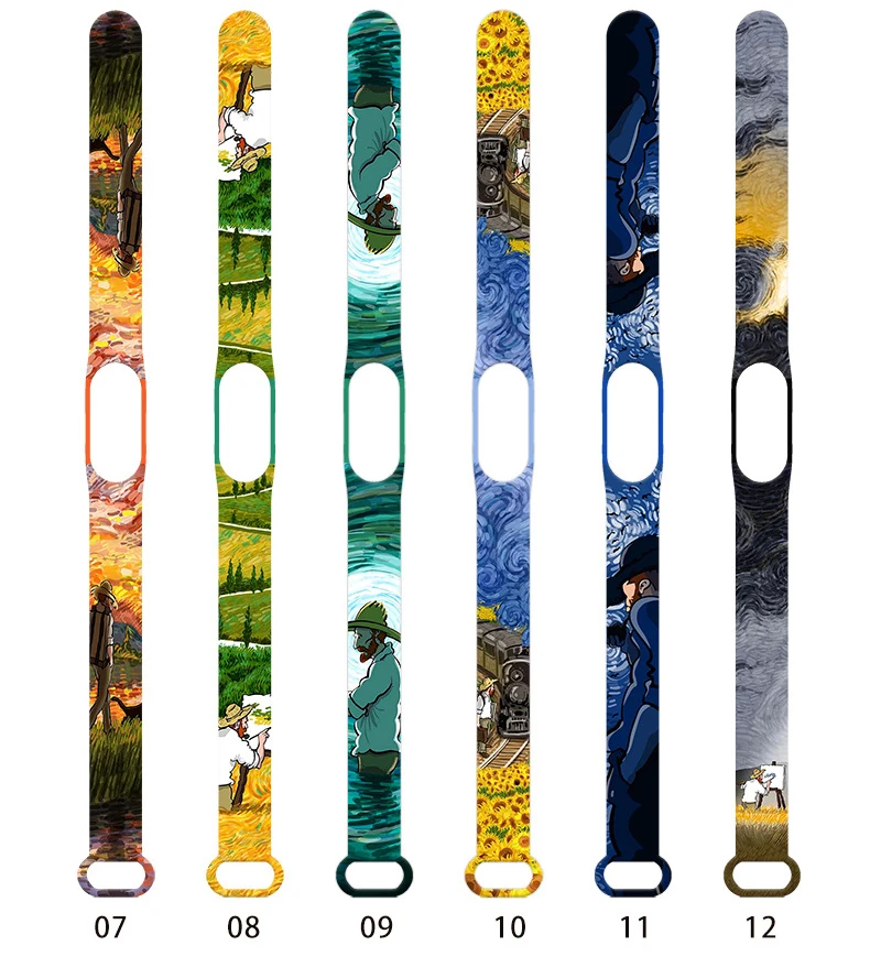 for Mi Band 4 5 Strap Replacement Bracelet for Xiaomi Miband 6 7 Universal Silicone Wrist Strap Colorful Flowers my band strap 8