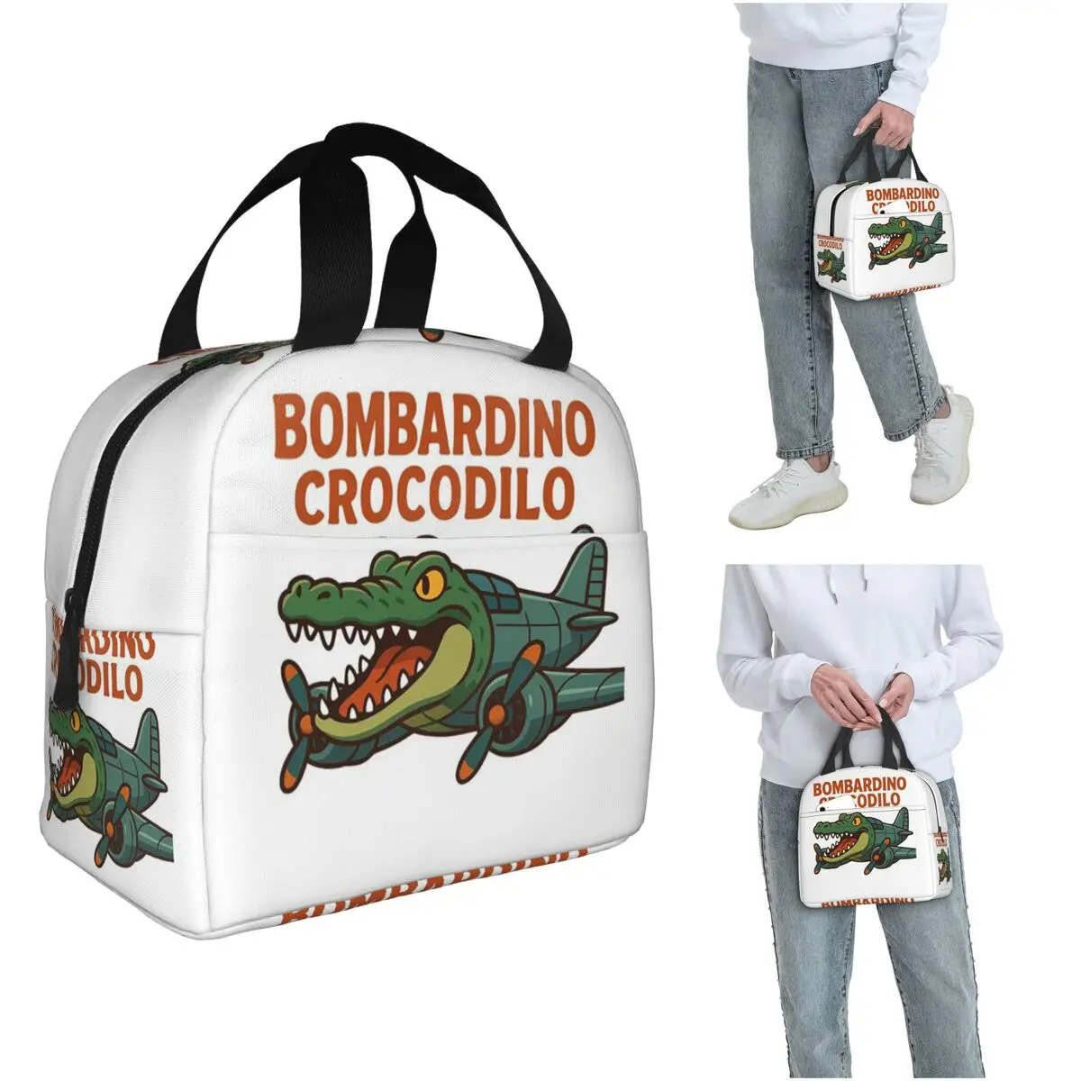 

Bombardino Crocodilo Funny Meme Insulated Lunch Bag for Kids School Cooler Thermal Food Box Tote Leakproof Lunch Boxes Container