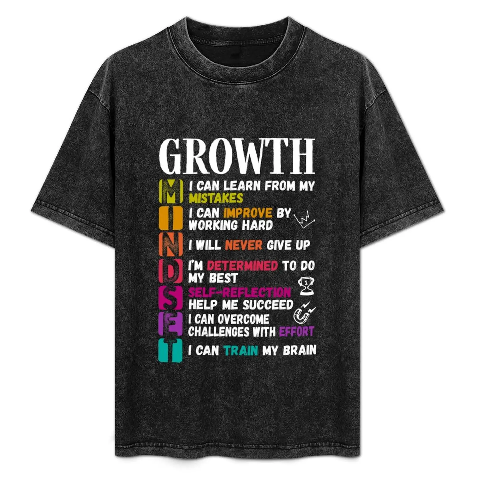 Growth Mindset Definition Positive Motivational T-Shirt Utility Casual Work T-Shirt