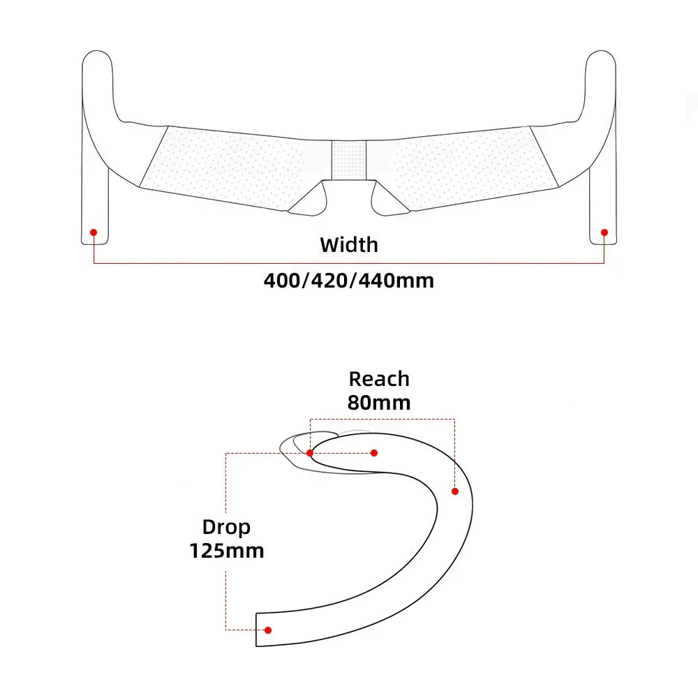 Bicycle No Logo Road Handlebar Customized 1:1 Full Set 400/420/440mm Handlebar/ Stem 90-110mm/Computer Stand Gasket And Cover