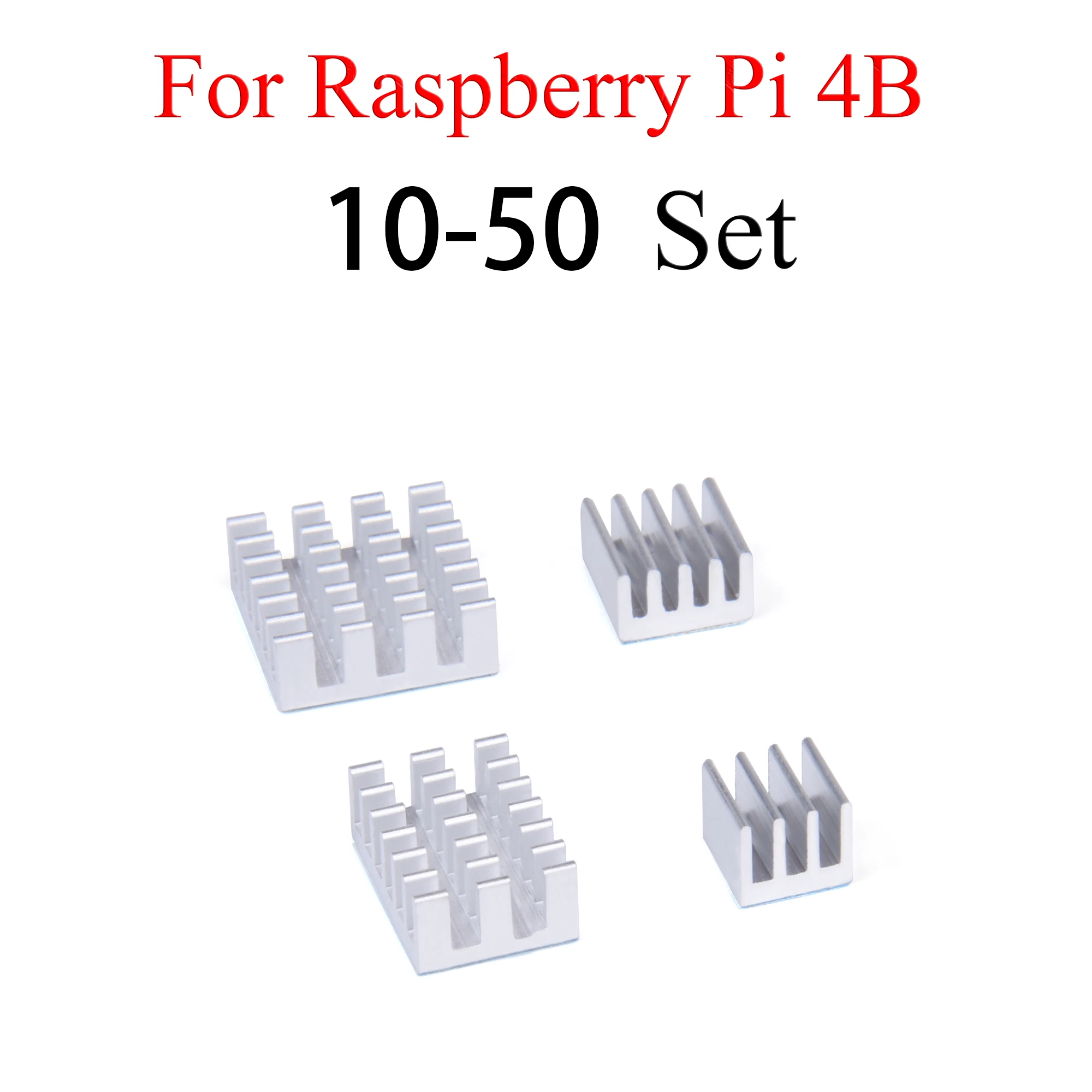 

10/25/50 комплект, алюминиевый радиатор, охлаждающий радиатор, радиатор, комплект из 4 шт., радиатор для Raspberry Pi 4 Model B, серебристый
