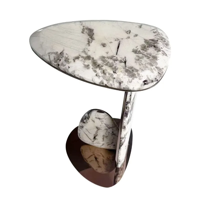 

Italian light luxury natural marble side table, special-shaped sofa corner table, living room balcony