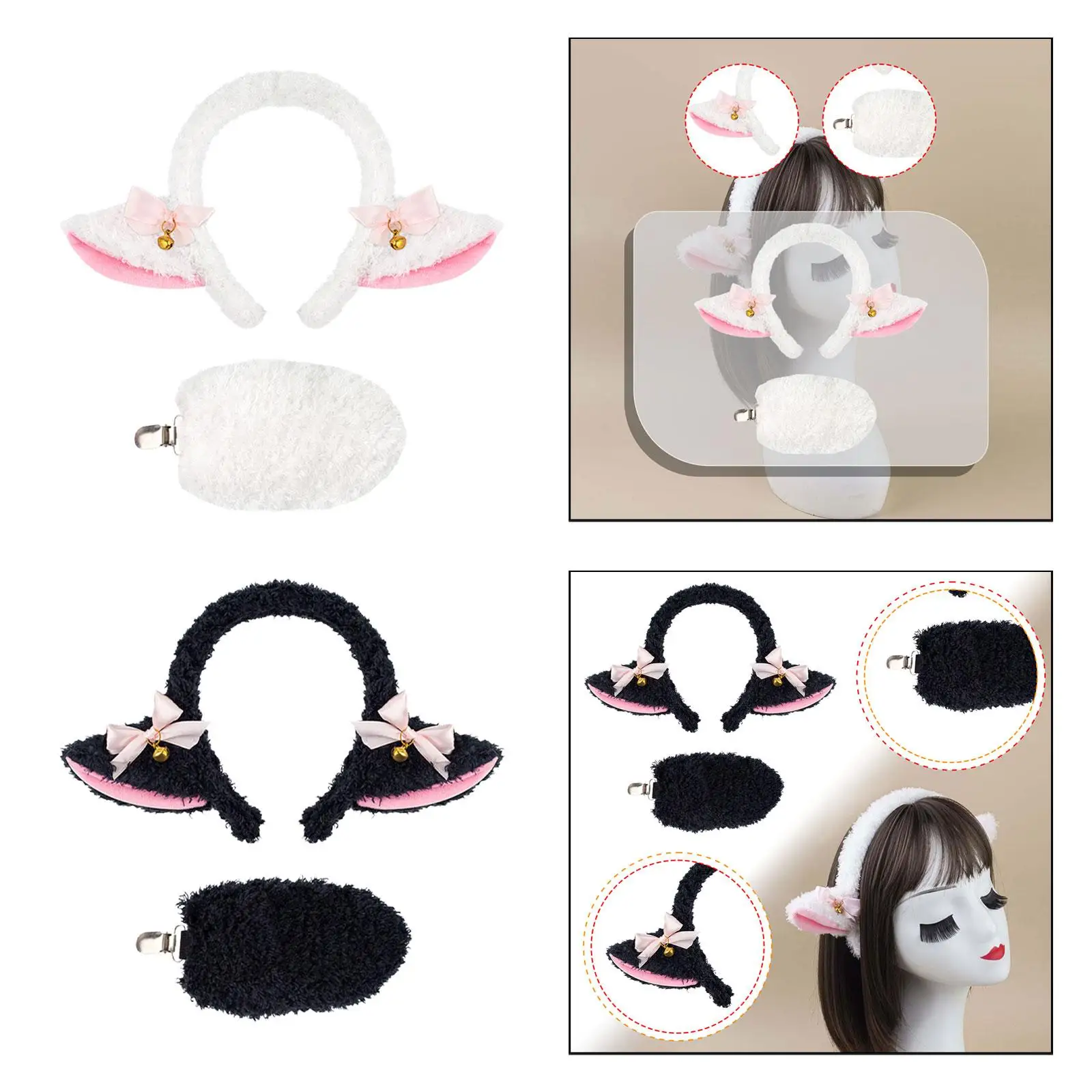 

Lamb Ears and Tail Adults Kids Cute Animal Costume for Role Play Fancy Dress