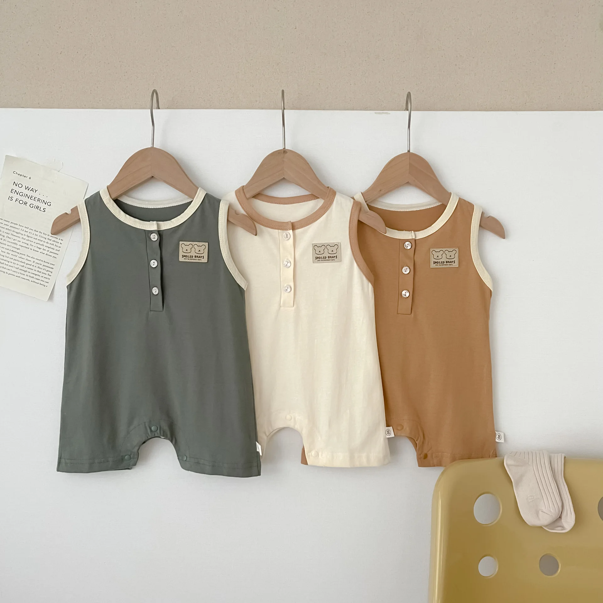 MILANCEL0-2Y  Baby Clothes Toddler Boys Jumsuits  Sleeveless Girls Rompers Korean Style O Neck Baby Outfit