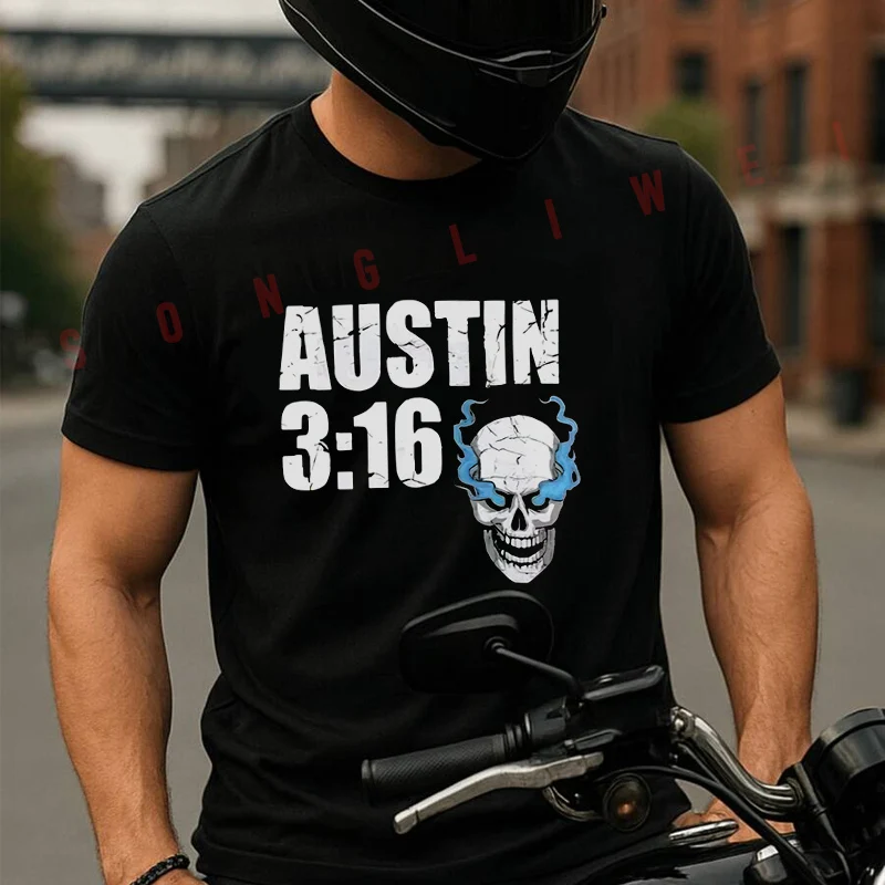 

Retro Skull And Motorcycle Pattern Moto Tshirt Men's And Women's T-shirt Cotton Casual Short-sleeved O-neck Top Tees