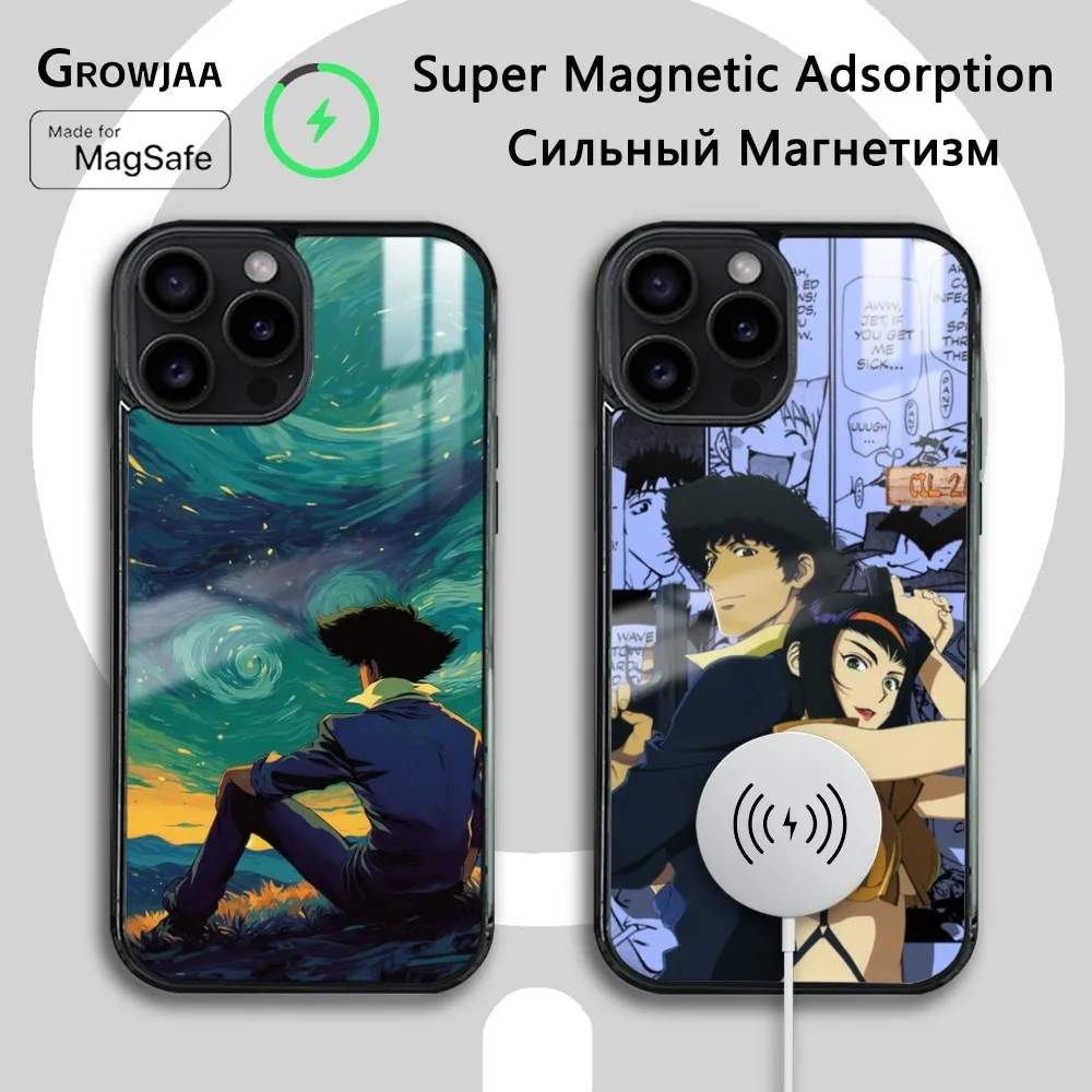 

C-Cowboy B-Bebop Anime Phone Case For iPhone 16 15 14 13 12 11 Pro Max Plus Mini Magsafe Mirror Wireless Magnetic Cover