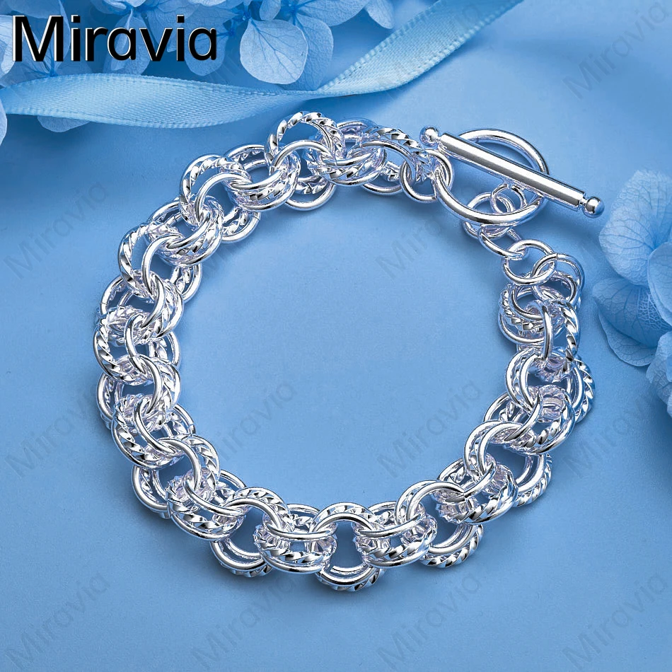 

Miravia 925 Sterling Silver Twisted Smooth Double Ring Bracelet Women Charm Fashion Wedding Jewelry