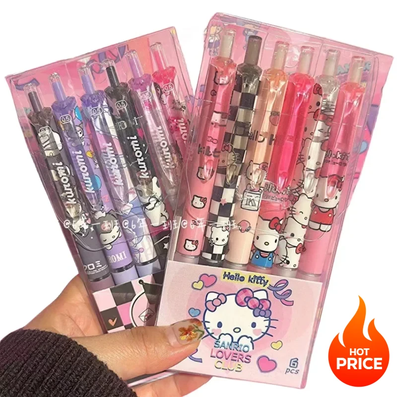 New Hello Kitty Kuromi kawaii students easy to write quick dry creative press pen neutral black pen 0.5 prize gift wholesale