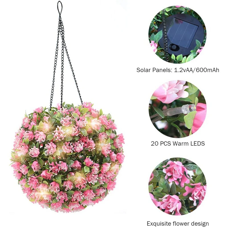 JFBL Hot Solar Lantern Hanging Lights Outdoor Waterproof Outdoor Solar Garden Lights Decor For Yard Porch Tree Fence Patio (Pink