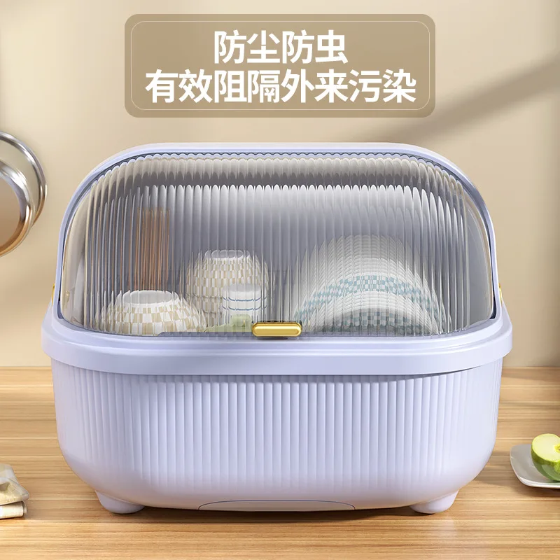 Bowls, chopsticks, cutlery storage box, household king size dustproof dishes drain rack kitchen plastic drain rack