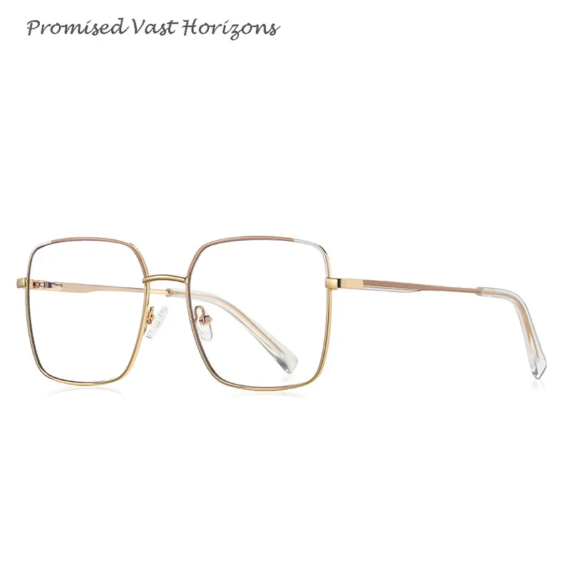 Blocage coloré en métal euraméricain Ins carré grand lentille avant à la mode couleur bleu lumière bloquant les lunettes montures optiques