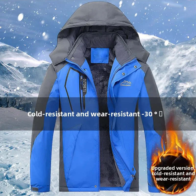 سترة خارجية شتوية سميكة مبطنة بالصوف للرجال جديدة لعام 2025 ، معطف عمل مبطن بالقطن ، سترة قطن مقاومة للرياح بمقاس كبير