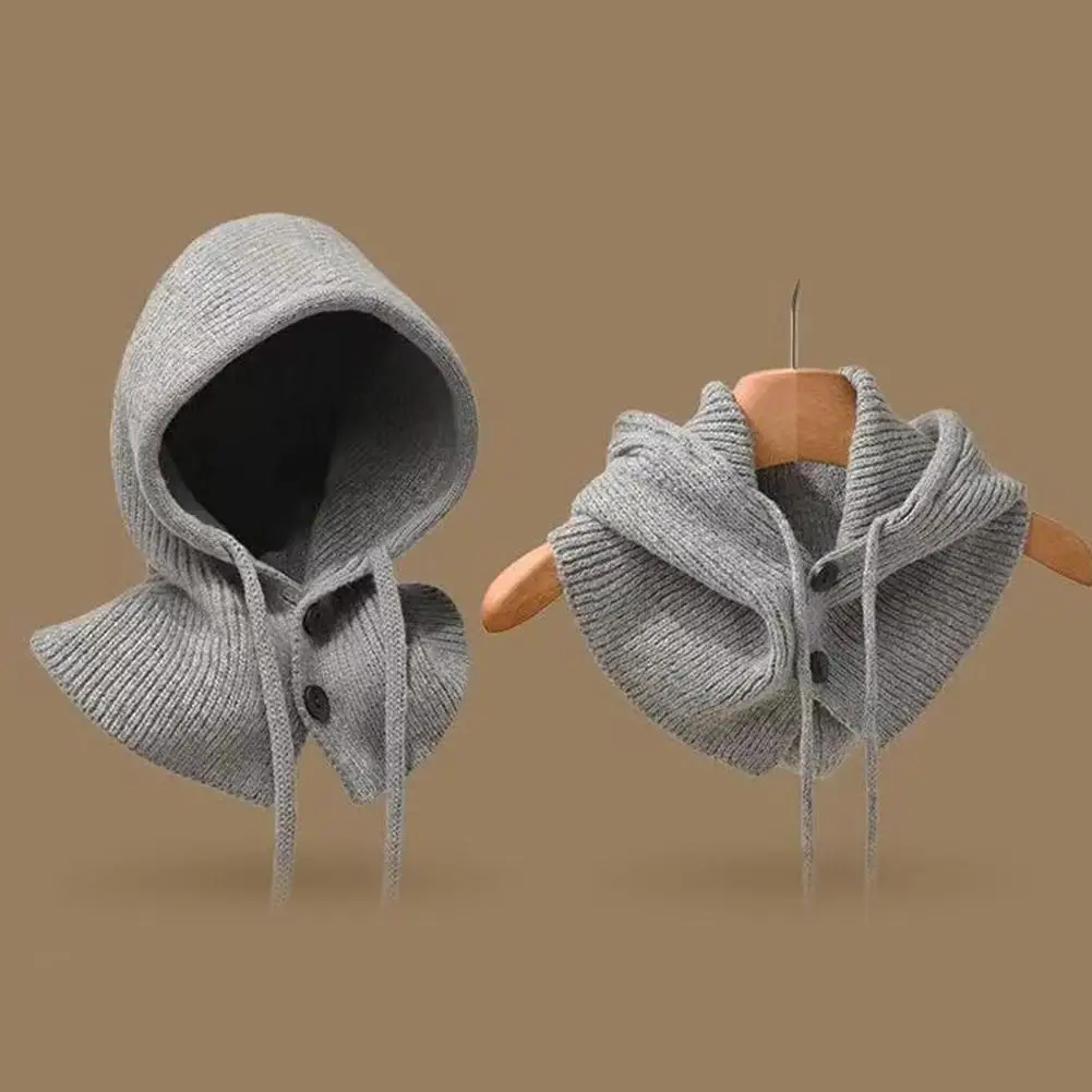 Mode Winter Hüte Schal Set Wolle Gestrickte Kapuze Kappen Balaclava Hals Wärmer Schal Schal Gothic Pullover Hut Mützen Motorhaube
