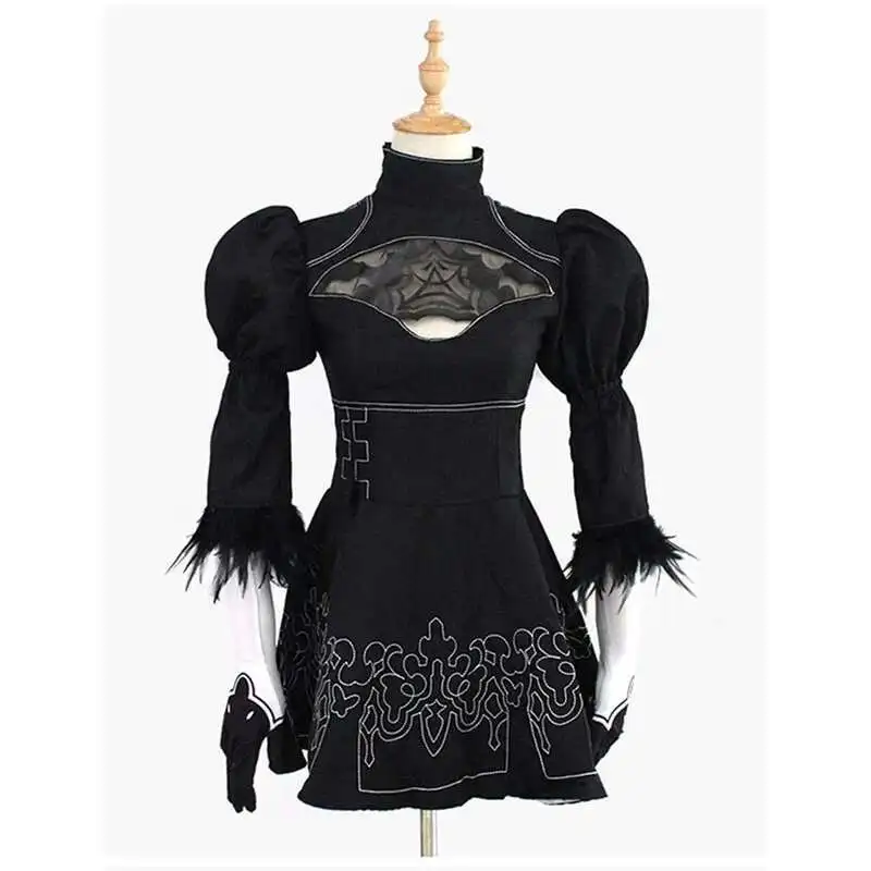 Automata 2B косплей аниме женский костюм комплект наряд Yorha маскировочное платье нарядный Хэллоуин для девочек вечерние черный костюм
