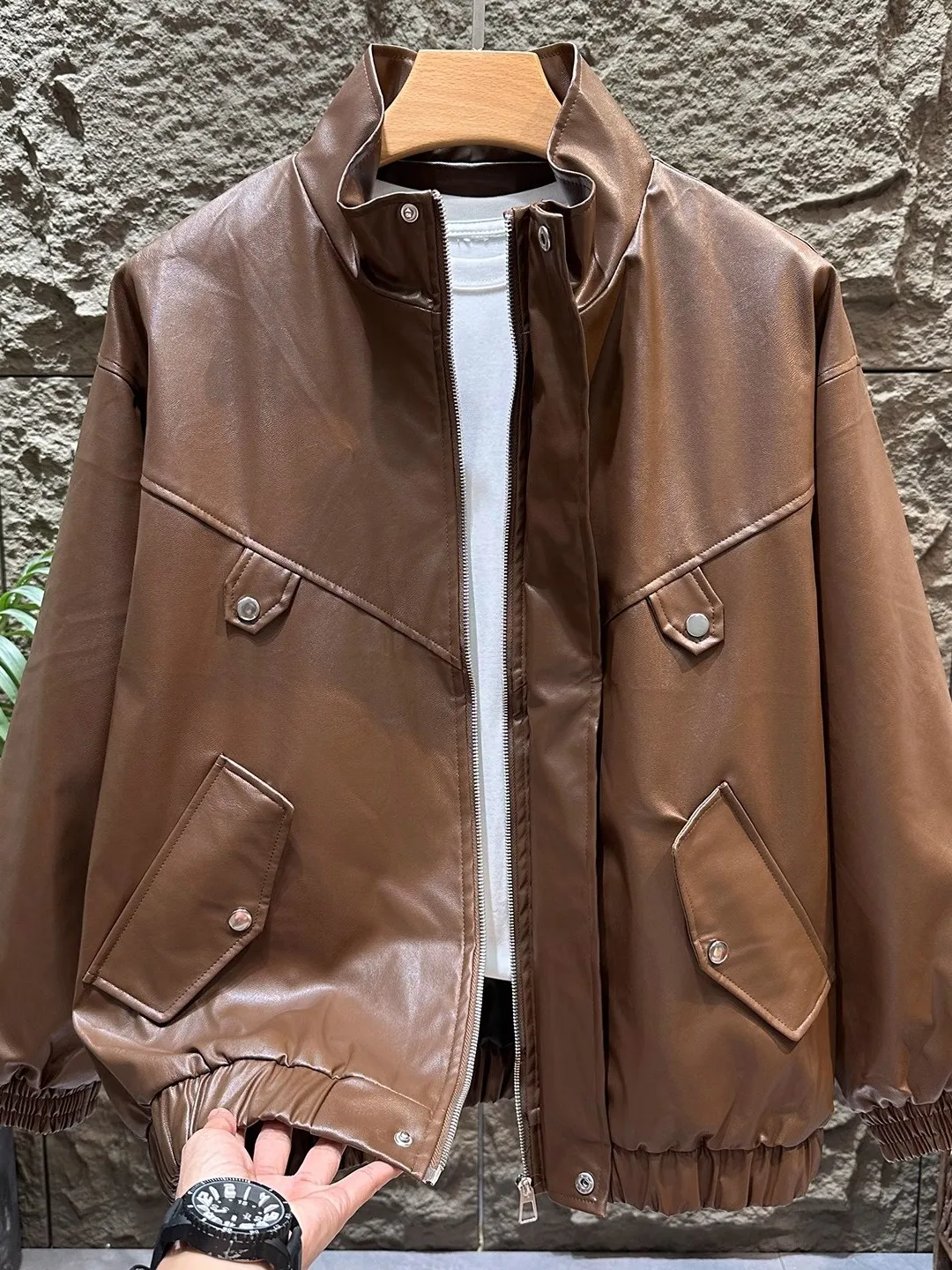 

Retro American Leather Jaet Loose Street Sle Motorcycle Clothes for Couples Men Women Autumn Spring Faionable Brand PU ...