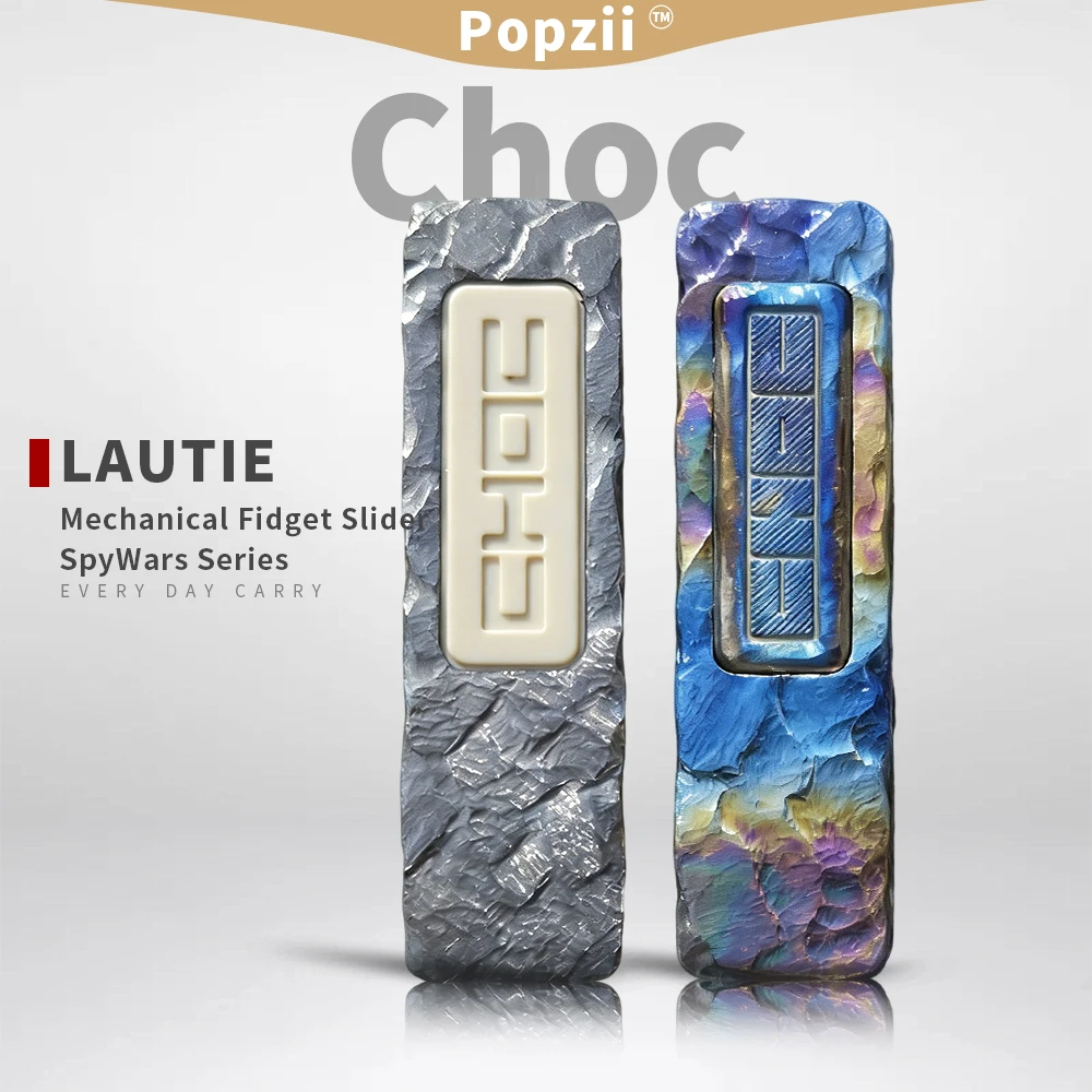 LAUTIE Choc EDC Zirconium Titanium DIY Carving Mechanical Push Slider Metal Juguetes Anti Ansiedad Cool Gadget Fidgeting toys