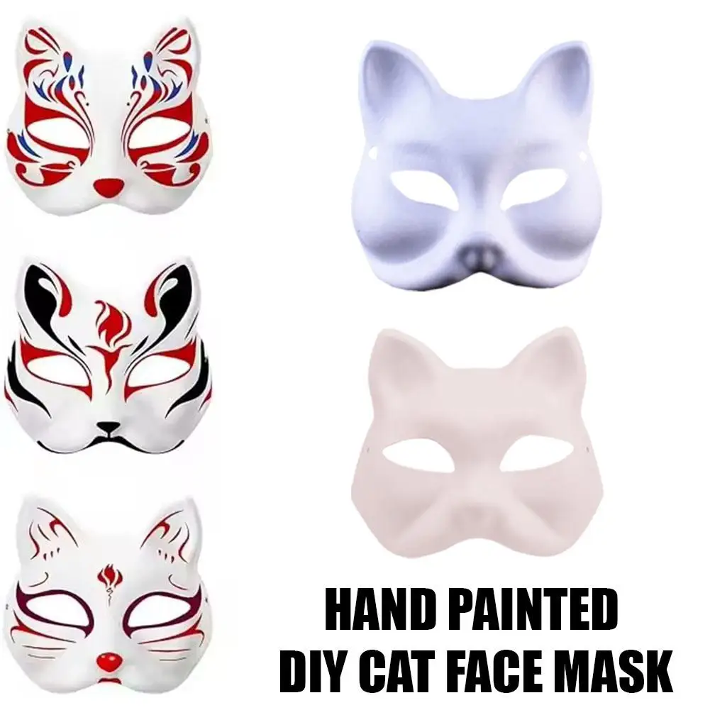 Cat Face Mask DIY Hand Painted Blank Mask Children's Mask Decor Kindergarten Teaching Party Costume Masquerade Costume Cosp B5E3