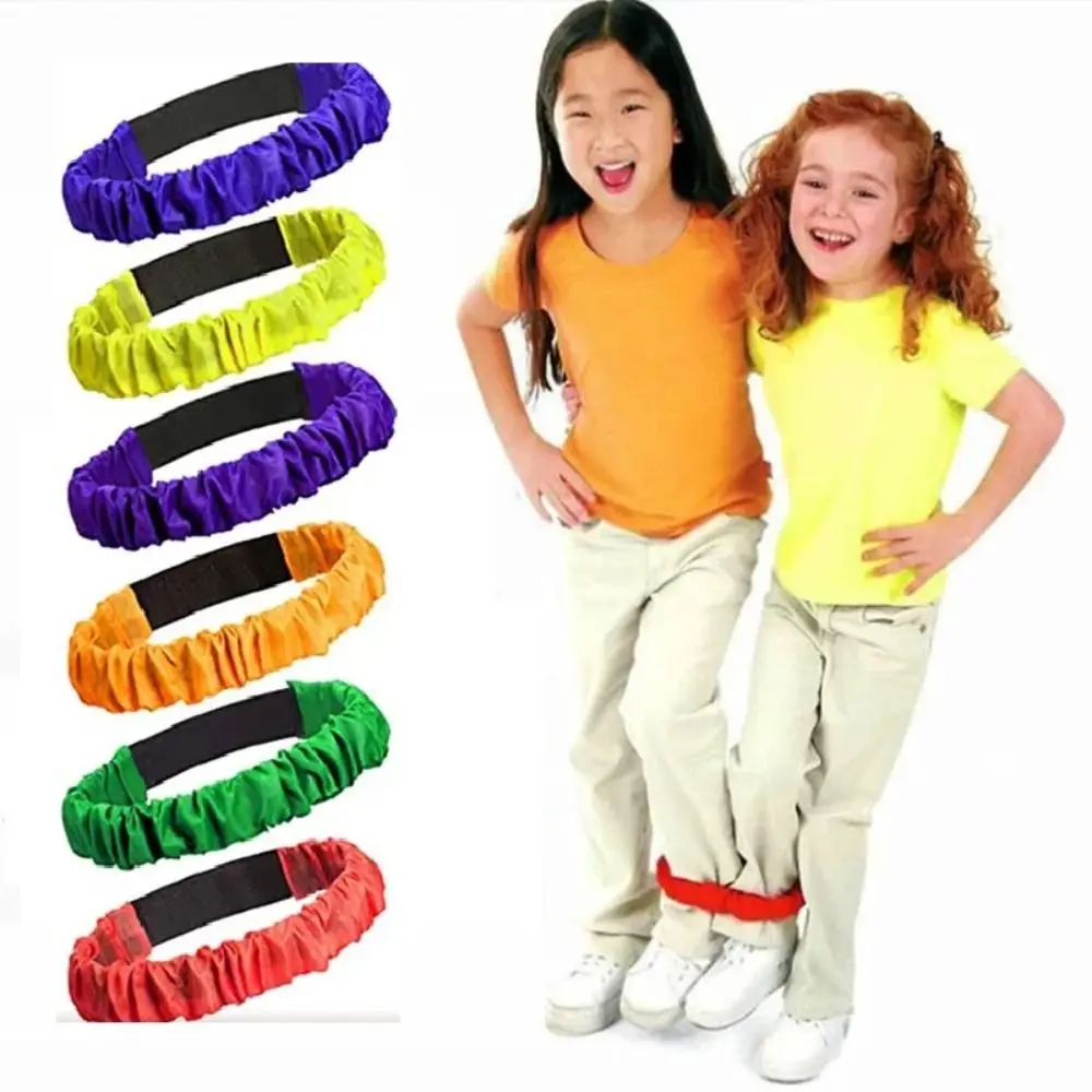 2 Person 3 Foot Group Game Elastic Puttee Multi Person Parent-child Game Sports Game Pros Solid Color Elastic Strap Sports