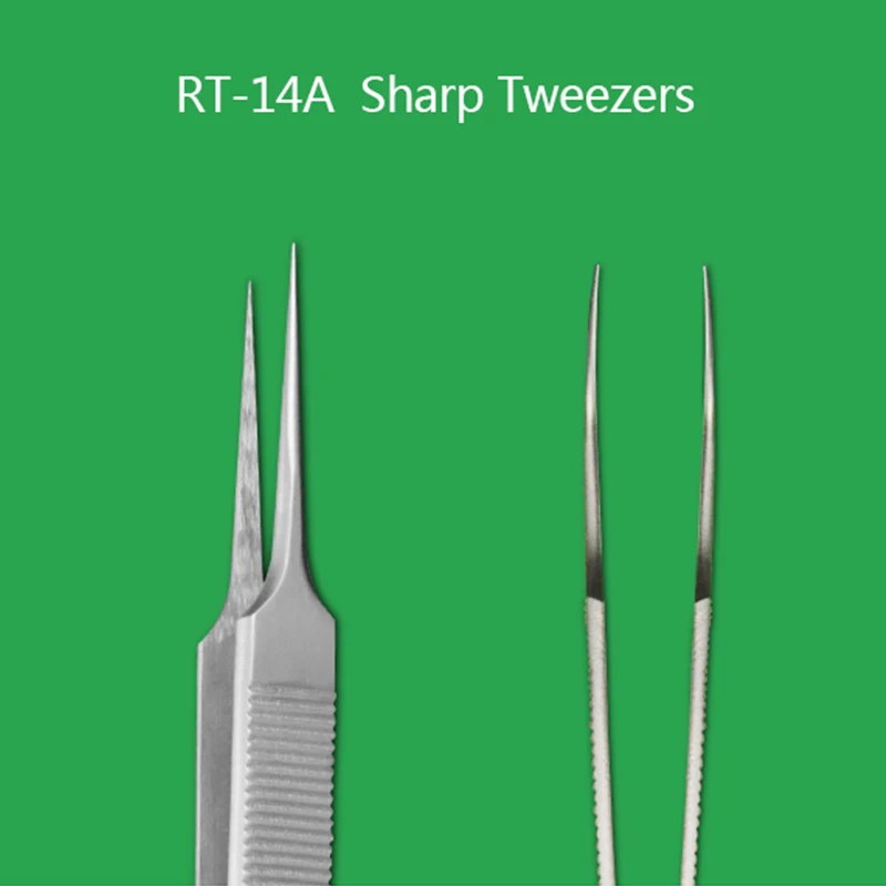 RELIFE RT-14SA RT-14A IC Chip Precise Clamping Tweezers for Mobile Phone Repair Sharp Curved Tip Flying Line Tweezers