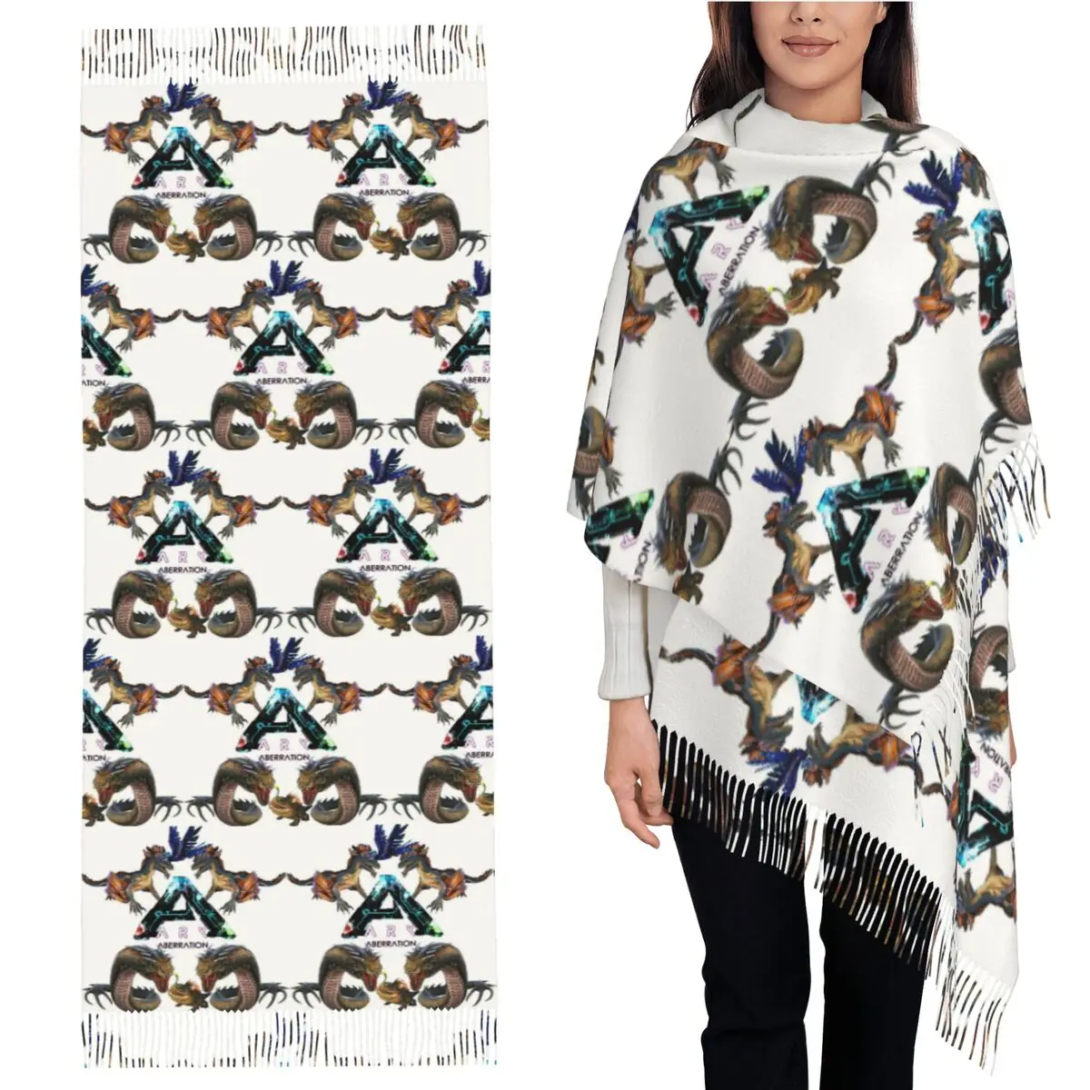 

Ark Survival Evolved Aberration Scarf Tassel Scarves Women Soft Warm Shawls and Wraps Long Fall Winter Shawl Wrap