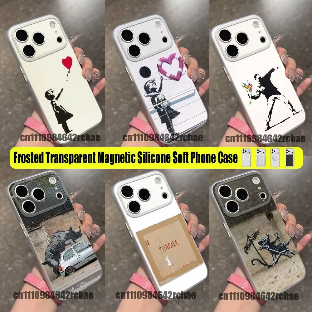 

For B-Banksy Graffiti Street Artist Phone Case iPhone 12,16,11,14,13,17,15,Pro,Max,Plus,E,Air,Mini Wireless Charge Magnetic
