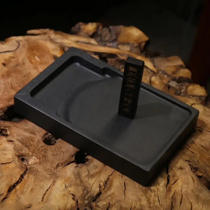 Classical Handmade Water Ripple Square Inkstone Traditional Painting Calligraphy Writing Inkslab Practical Natural Rock Inkstone