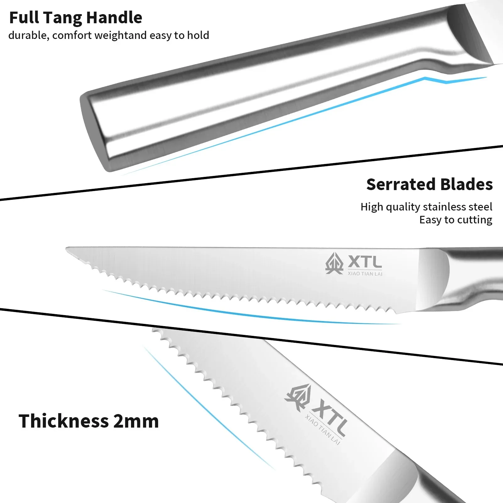 Stainless Steel Steak Knife Boning Fillet Knife Professional Chef's Kitchen Knife Meat Cleaver Beef Slicing Knife Steel Handle view 5