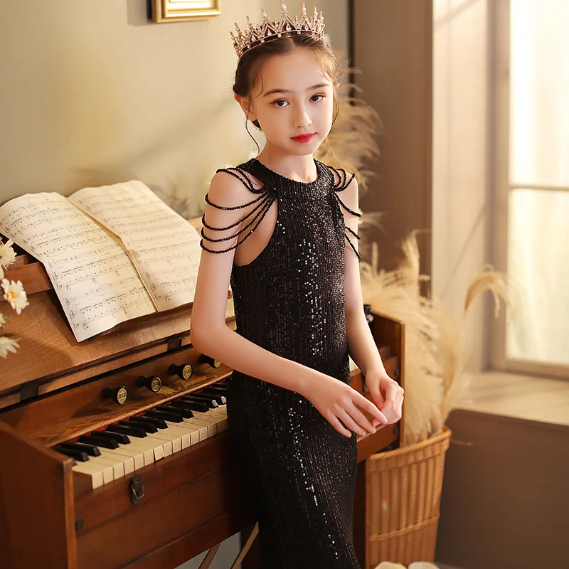 

Children's Formal Girl Stylish Mermaid Host Piano Show Performance High-end Little Princess Dress