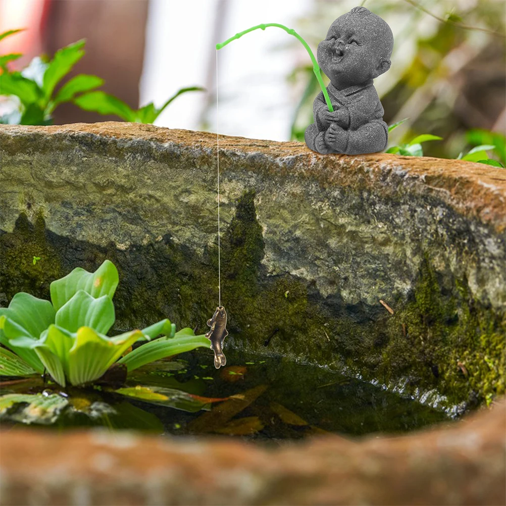 

2 Pcs Realistic Mini Statues Fish Tank Ornament for Aquarium Miniature Figurines Garden Decoration Sandstone Material