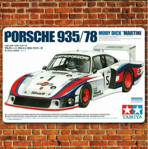 Y1, Metallposter, Vintage-Modellauto, Blechschild, Plakette, Tamiya 935 Martini-Aluminium