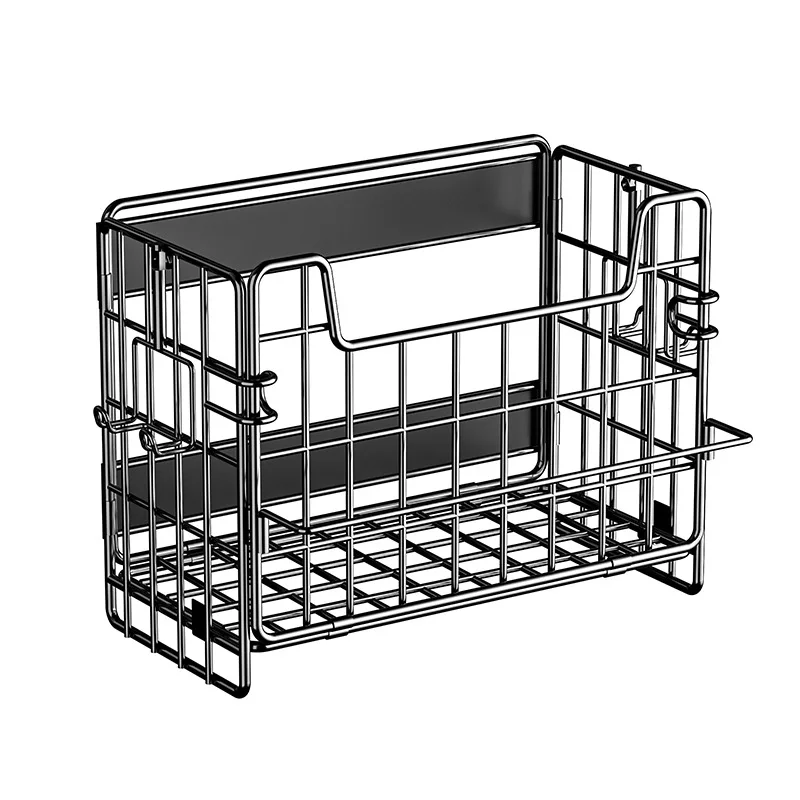 Hot Sale Cross-border Foldable Magnetic Hanging Basket Wrought Iron Basket Bathroom Basket with Hook Towel Rack Large Capacity S