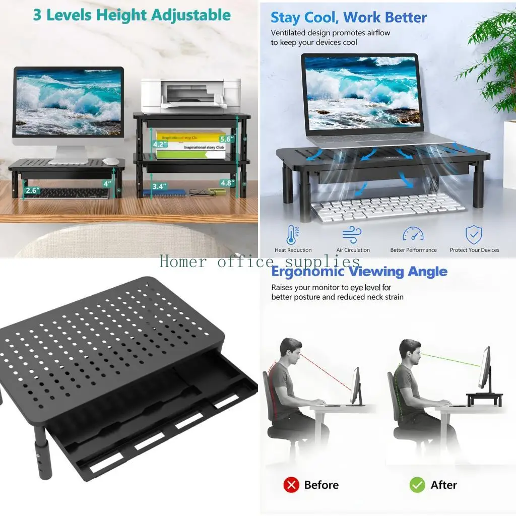 K43B Stand with Drawer for Laptop Printer and Screen Use