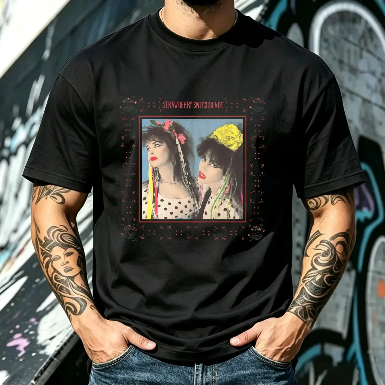 washed T Shirt Inspired Strawberry Switchblade Black Men S to 5XL For Fan MD263 vintage Washed Top For Everyday Wear