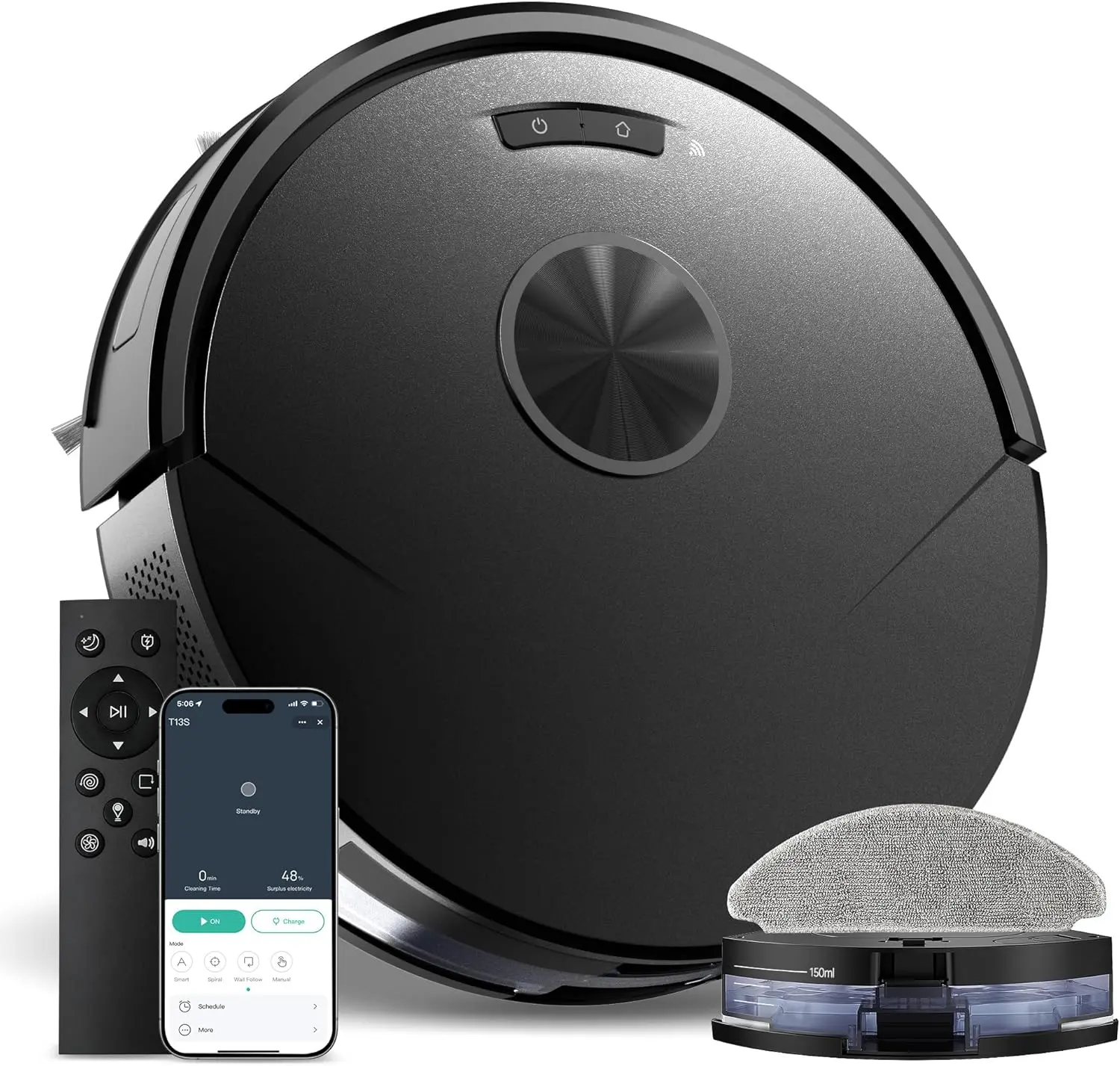 

Robot Vacuum and Mop Combo, 8000Pa Strong Suction 2 in 1 Vacuum Robot with Mopping, with Schedule, Wi-Fi/App/Remote, Self-Chargi