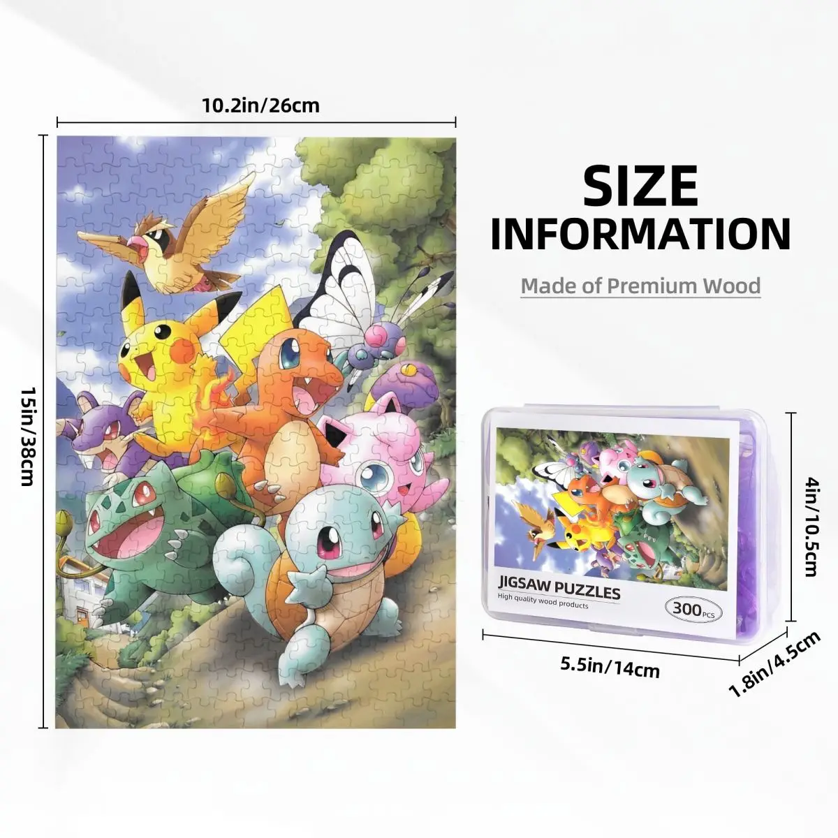 Pokemon Pikachu Characters Cartoon Wooden Puzzle 300 Pieces for Kids Learning Educational Toy Jigsaw Puzzles for Children