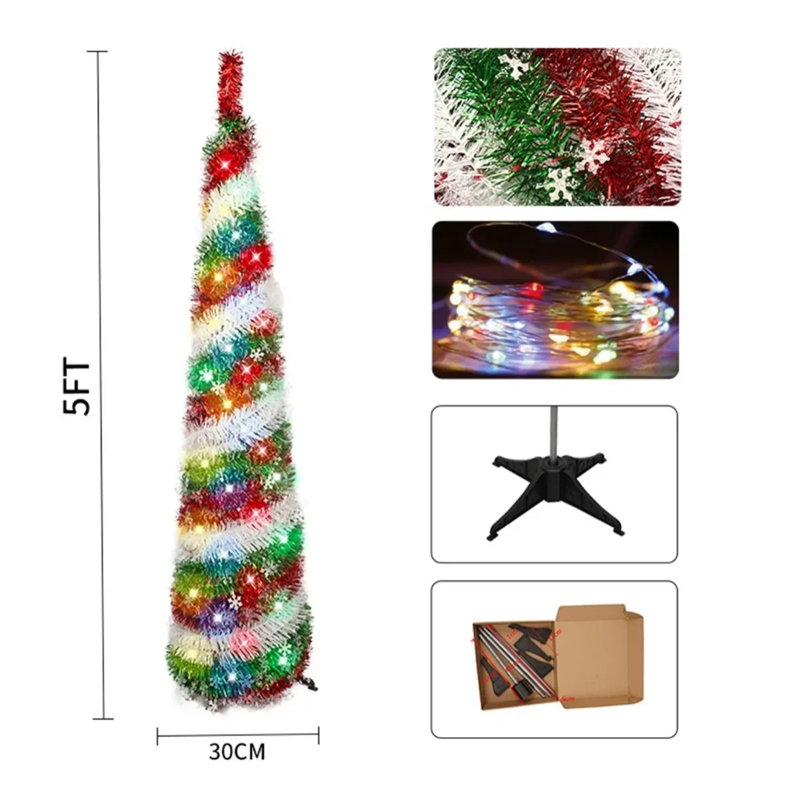 Telescopic Christmas tree three-color maple tree colored spiral tree 1.5 meters