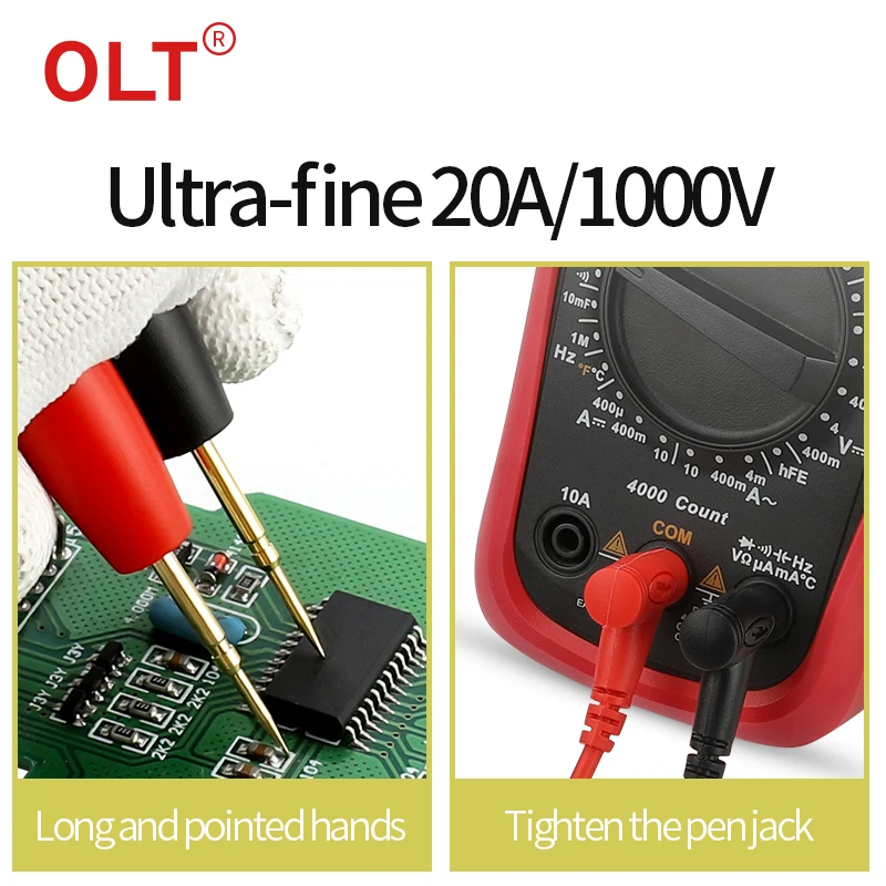 Universal Multimeter Test Leads Banana Plug to Alligator Clips/Test Hook/ Probe Needle-tip Wire Cable 1000V 20A/10A