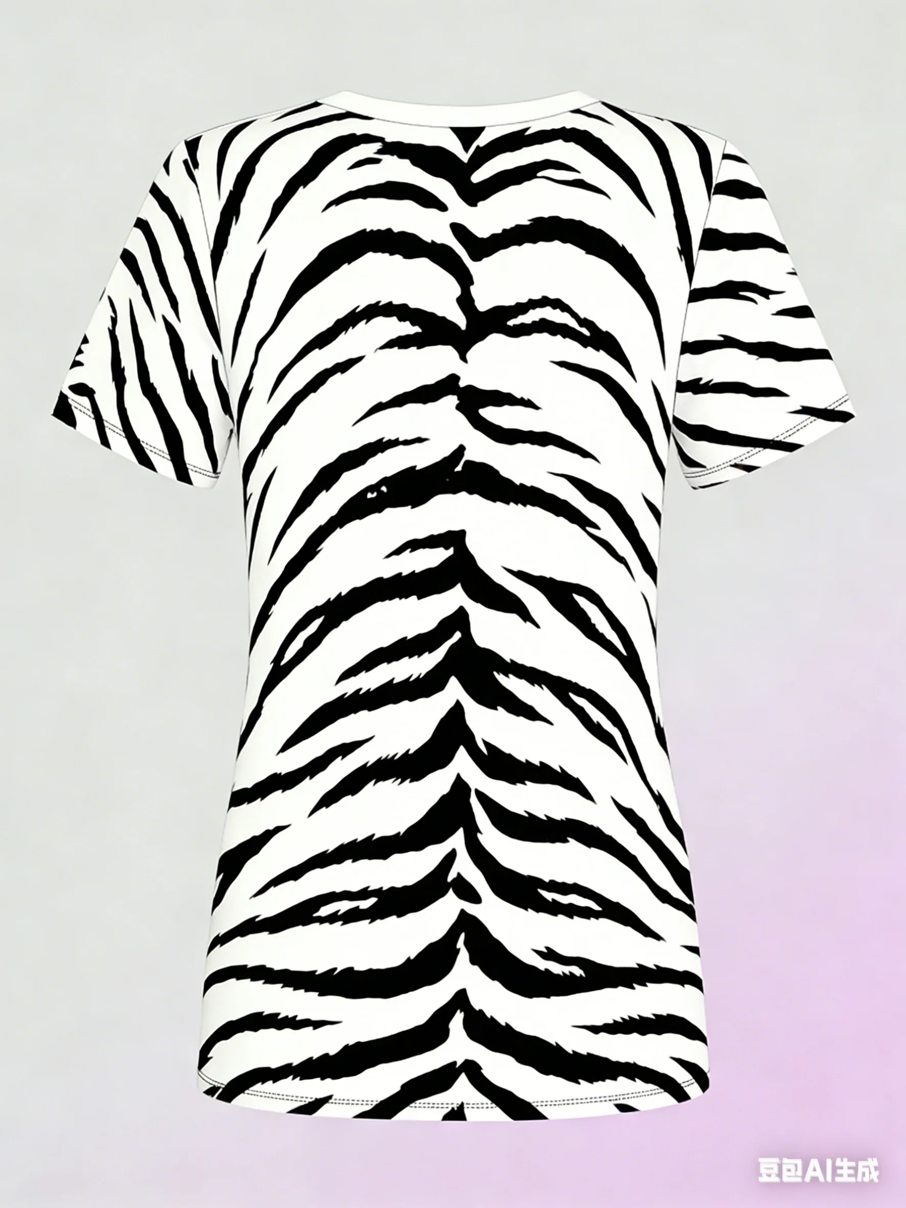 Full of Aura! Latest Adult and Children's Black and White Tiger Stripe 3D Print European and American Style Personality T-shirt
