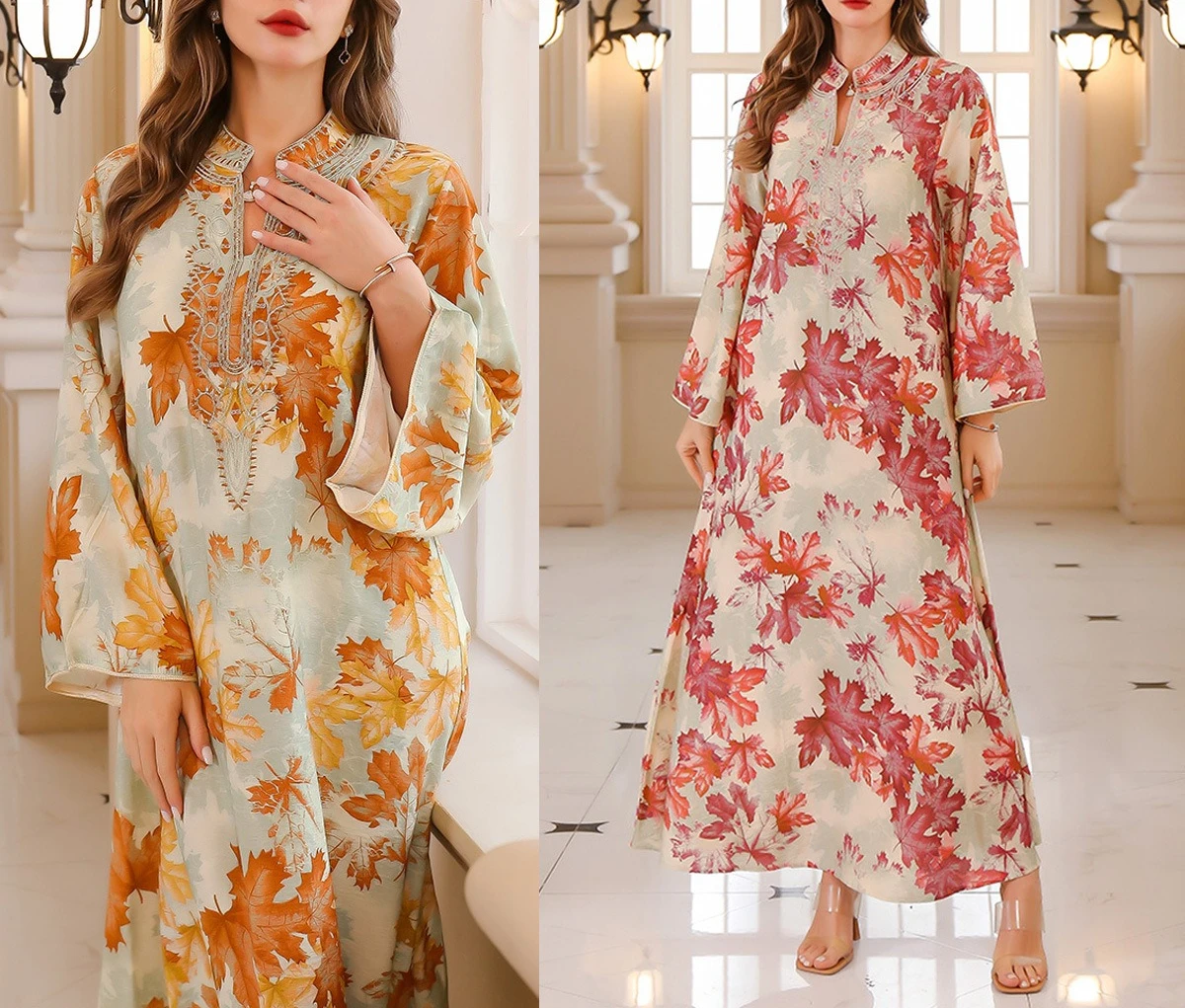 

Dubai Turkey Women Golden Ribbon Embroidery Evening Dress Muslim Jalabiya Long Sleeved Loose Robe Moroccan Islamic Party Clothes