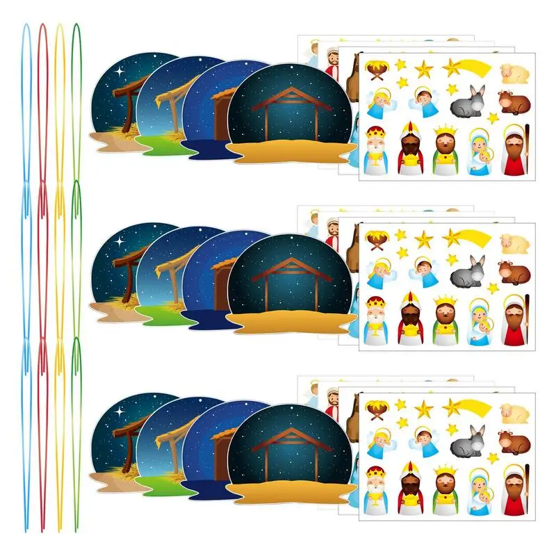 Nativity Crafts For Kids 36pcs Christmas Holiday Party Decoration Stickers Set Cartoon Stickers Nativity Scene Party Game