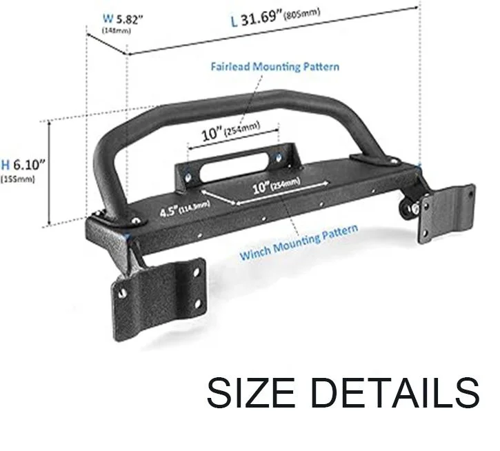 4x4 Offroad Front Bumper with Winch Plate Custom Car Grills for Ford Bronco 2021 2015