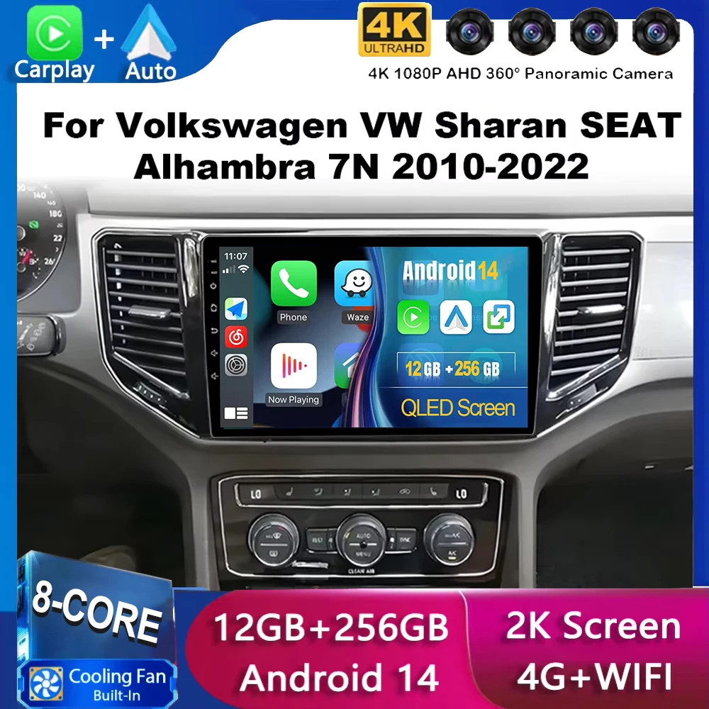 Android 14 Carplay Auto Radio Für Volkswagen VW Sharan 2012 2013 2014 2015 2016 2017 2018 Multimedia