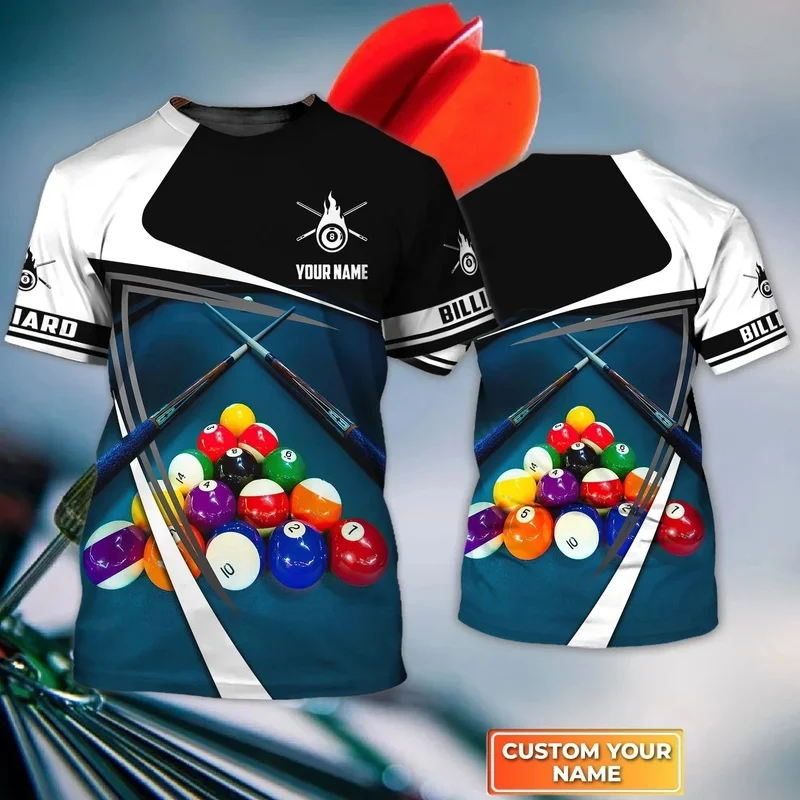 1 Piece Custom Your Picture Summer Fashion Mens T Shirt Pool Billiard Player Personalized Name 3D Printed Unisex Tshirt For Team