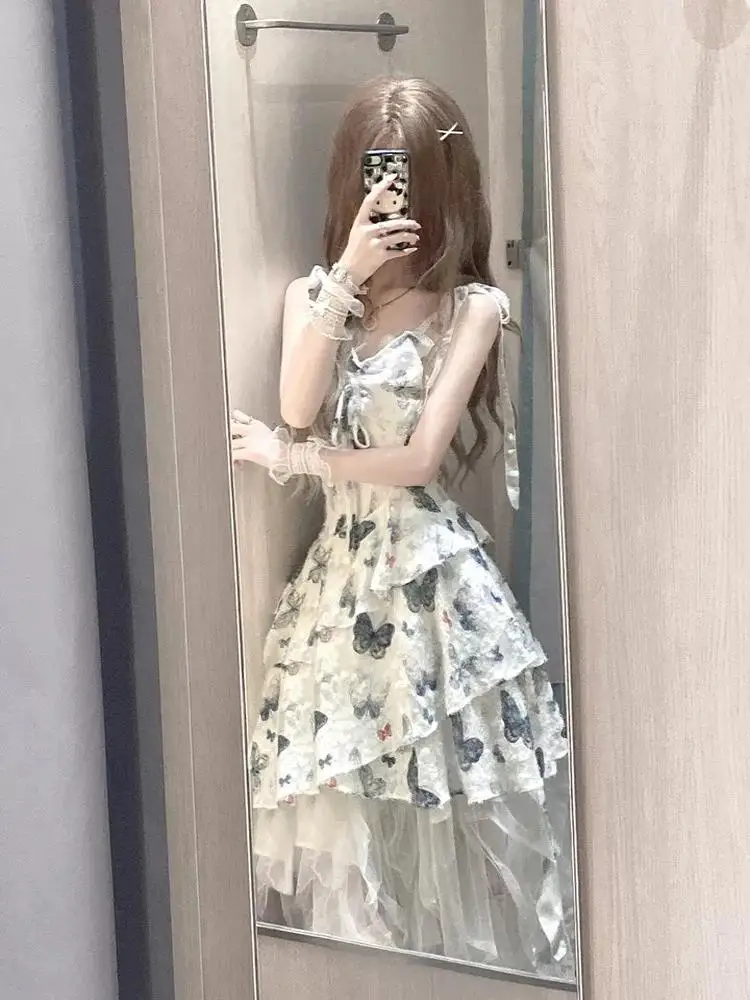 

Sweet Pure Desire Lace Midi Dr Set Women's Summer Floral Print Off-oulder Gown Casual Chic Sle Student Work orm