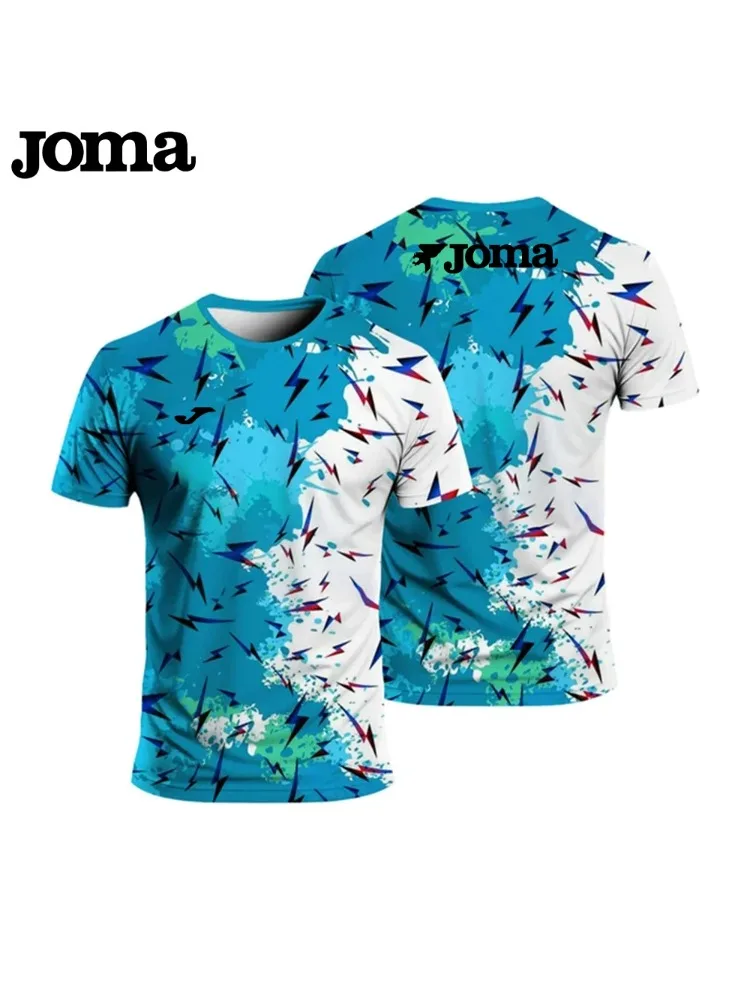 ملابس رياضية لكرة القدم للرجال بأكمام قصيرة مطبوعة ثلاثية الأبعاد من JOMA Summer Polish، ملابس تي شيرت للجري سريعة الجفاف وجيدة التهوية #6