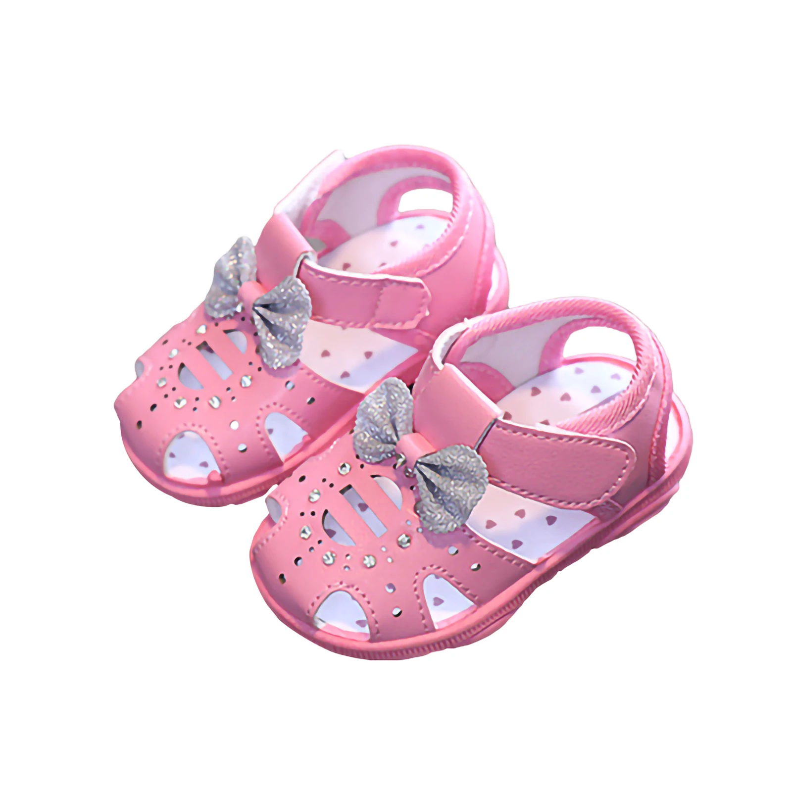 Summer Infant Breathable Soft Soled Squeaky Shoes Baby Front Wrapped Sandals Girls Princess Shoes for Toddler Kids Supplies