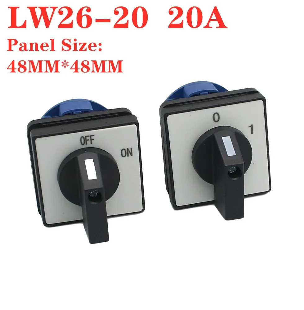 LW26-20 OFF-ON  0-1 Electric  position Silver contact 20A 660V 3 poles Control Rotary Changeover Cam Switch LW28-20