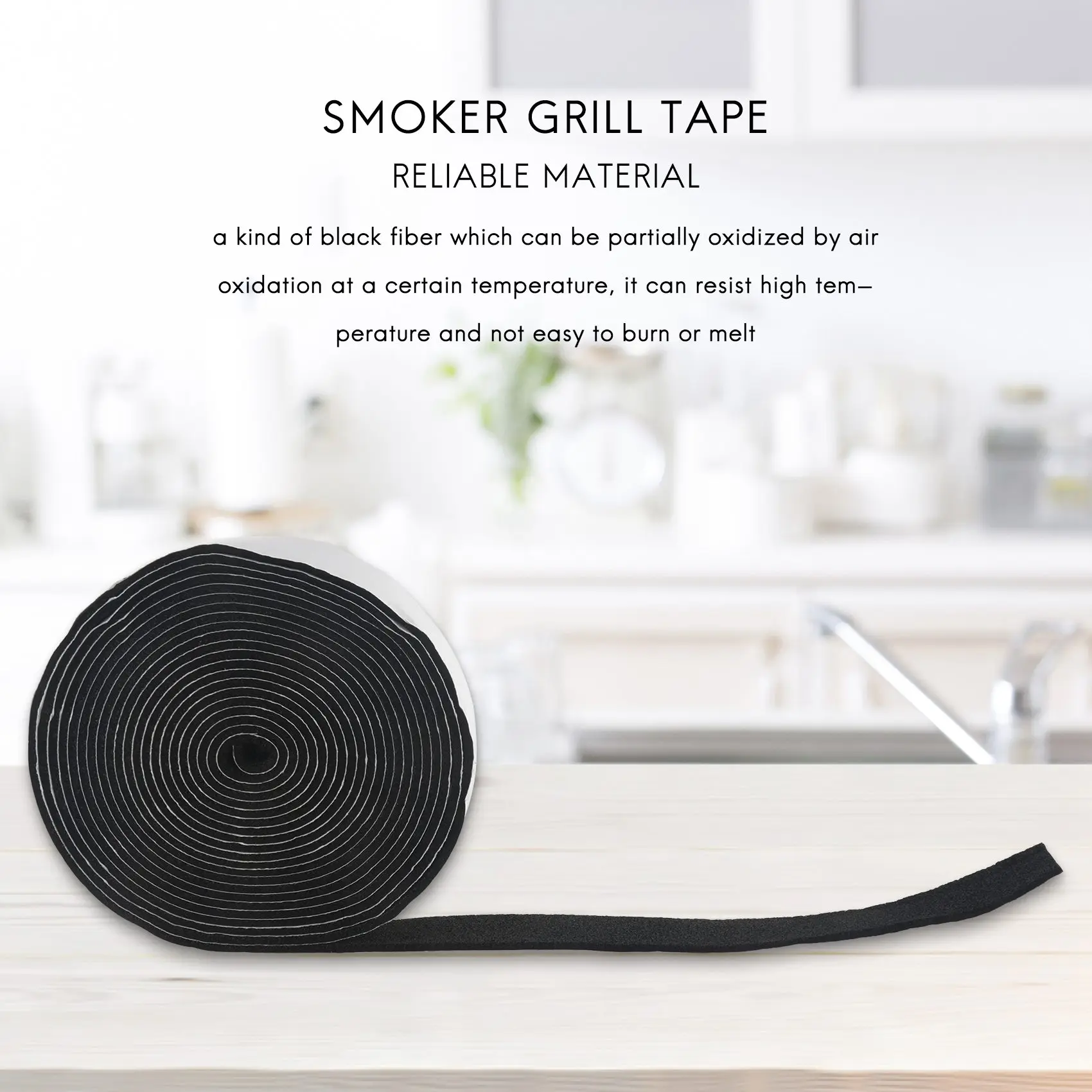 Neue BBQ Smoker Dichtung, selbstklebendes Grillband, Hochtemperatur-Grilldichtung, selbstklebende Dichtung, 2er-Pack